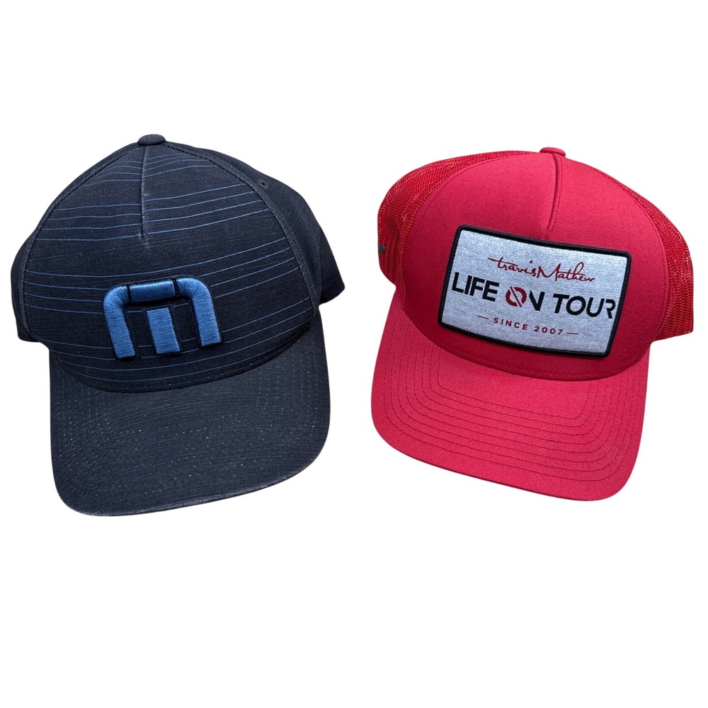 TravisMathew (Red/Black) Snapback Trucker Hat **Bundle of 2** Men One Size Golf